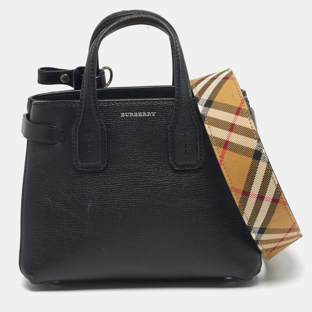 Burberry Black Leather Mini Banner Tote Burberry Black Leather Mini Banner Tote