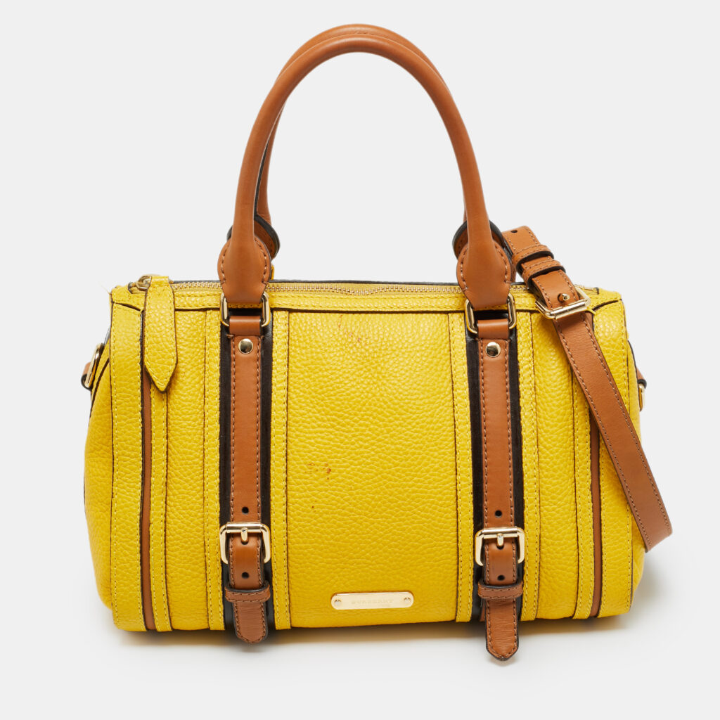 Burberry Alchester Yellow/Brown Leather Bowler Bag Burberry Alchester Yellow/Brown Leather Bowler Bag