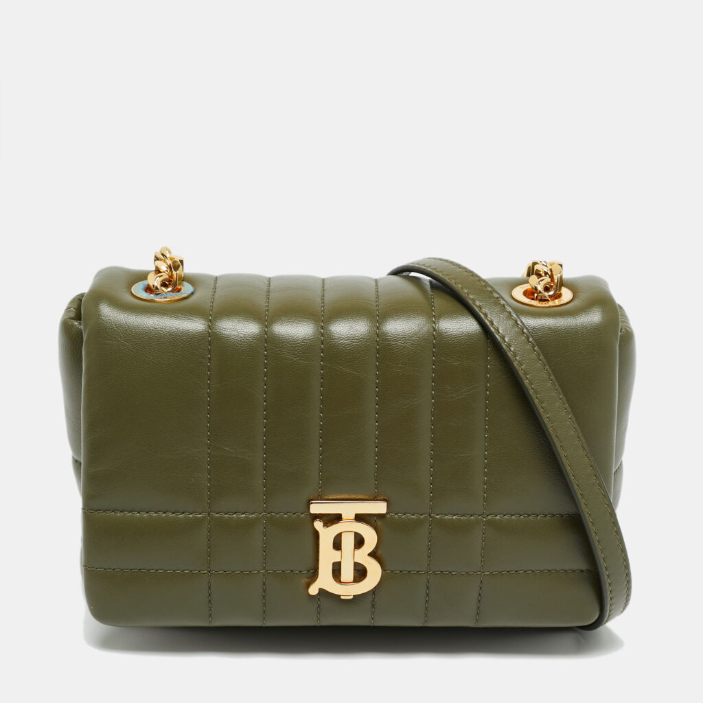 Burberry Lola Small Olive Green Quilted Leather Crossbody Bag
