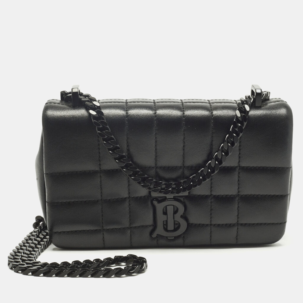 luxury-women-burberry-used-handbags-p1250594-006.jpg Burberry Lola Mini Black Quilted Leather Chain Crossbody Bag