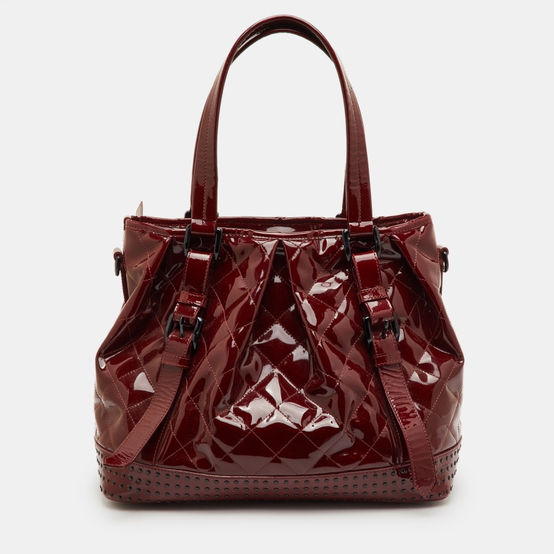 Burberry Lowry Red Patent Leather Tote Burberry Lowry Red Patent Leather Tote