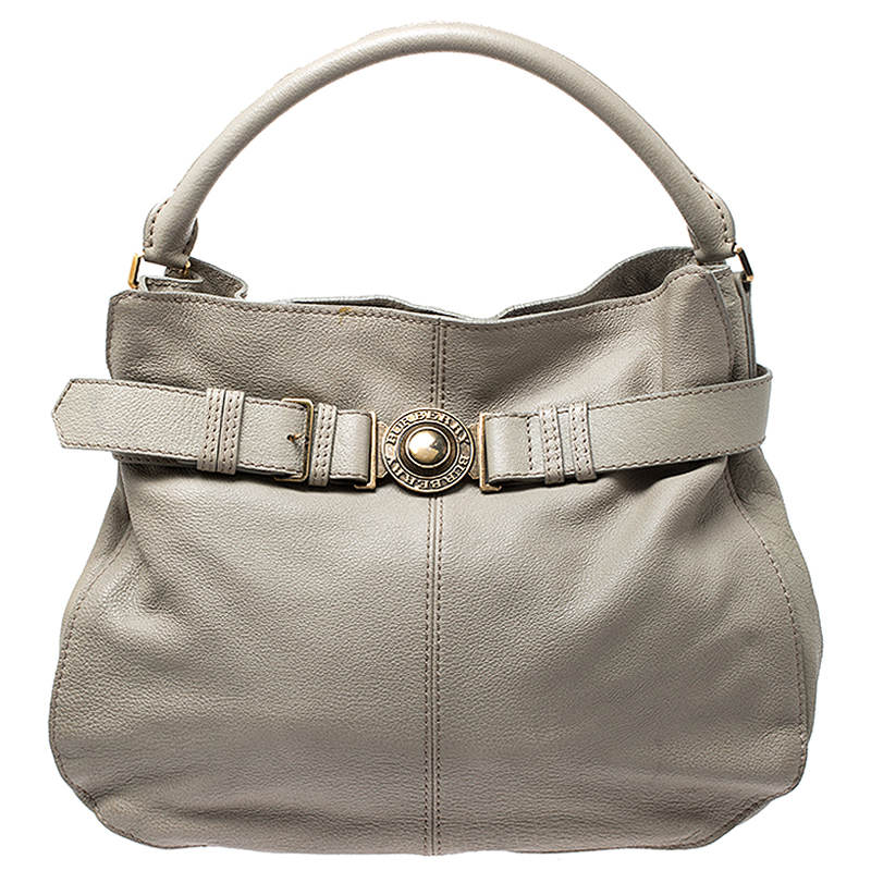Burberry Grey Leather Lambeth Hobo Burberry Grey Leather Lambeth Hobo