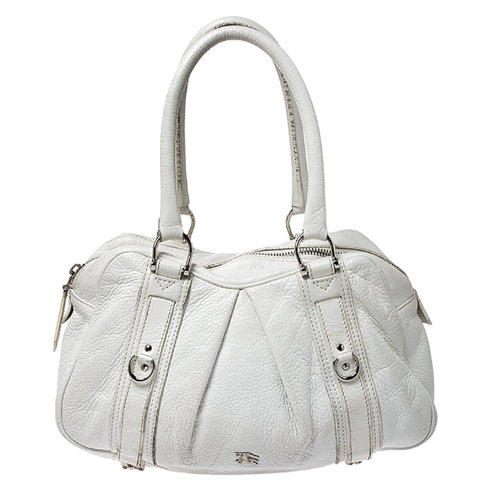 Burberry White Leather Ashbury Satchel Burberry White Leather Ashbury Satchel