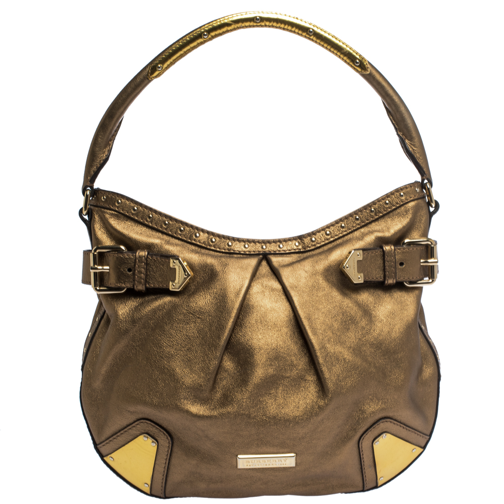 Burberry Gold Leather Hartley Hobo Burberry Gold Leather Hartley Hobo