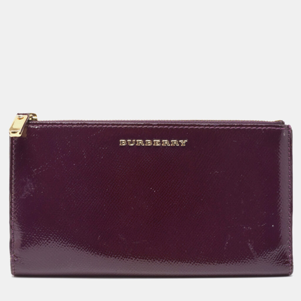 Burberry Purple Patent Leather Zip Bifold Wallet Burberry Purple Patent Leather Zip Bifold Wallet