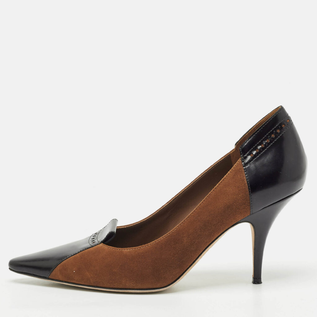 Burberry Brown/Black Suede and Leather Pointed Toe Pumps Size 40.5 Burberry Brown/Black Suede and Leather Pointed Toe Pumps Size 40.5