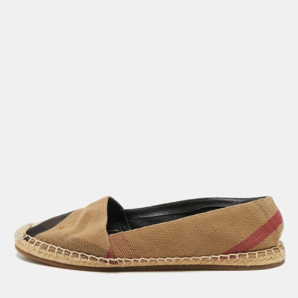 Burberry Brown/Beige House Check Canvas Espadrille Flats Size 37 Burberry Brown/Beige House Check Canvas Espadrille Flats Size 37
