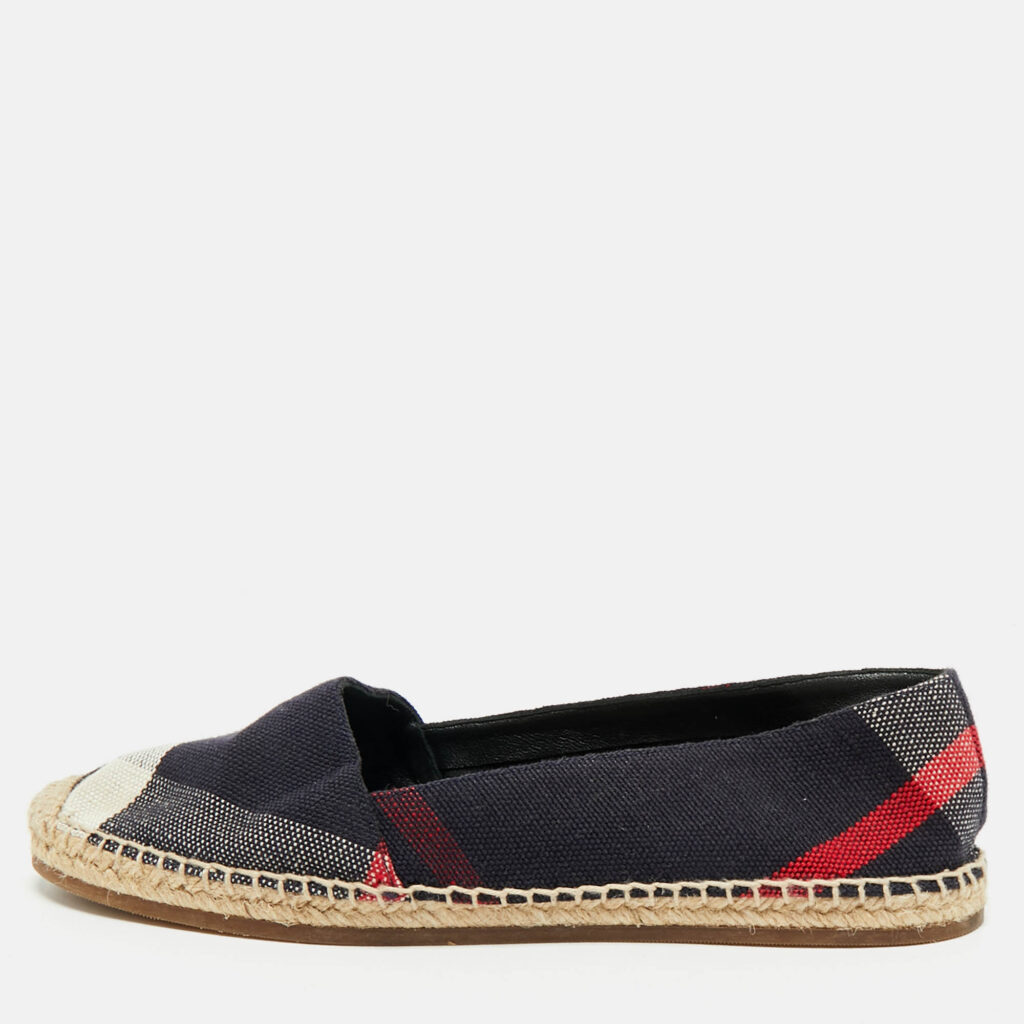 Burberry Multicolor House Check Canvas Espadrille Flats Size 37.5 Burberry Multicolor House Check Canvas Espadrille Flats Size 37.5