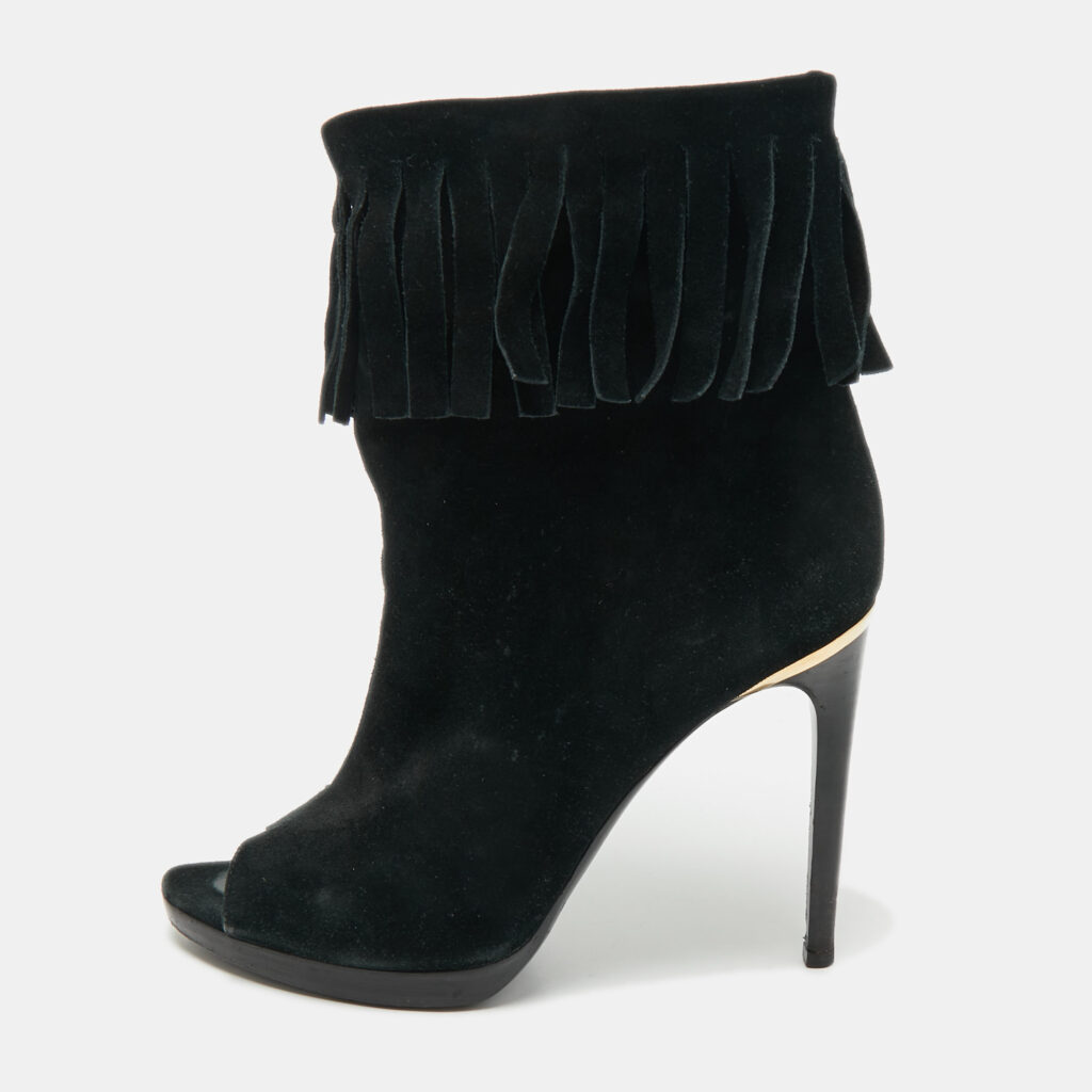 Burberry Black Suede Fringe Ankle Length Boots Size 37.5 Burberry Black Suede Fringe Ankle Length Boots Size 37.5