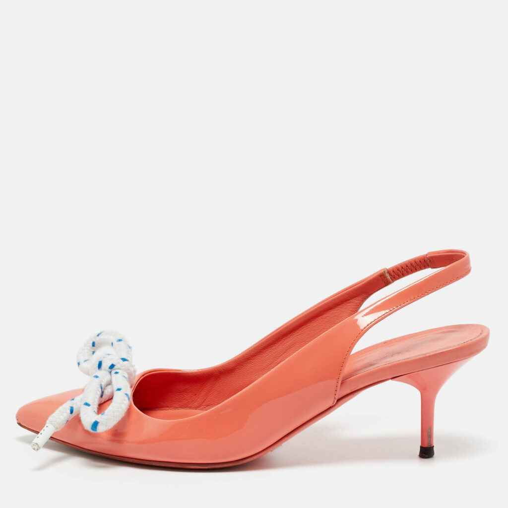 Burberry Orange Patent Leather Fink Slingback Pumps Size 37.5 Burberry Orange Patent Leather Fink Slingback Pumps Size 37.5