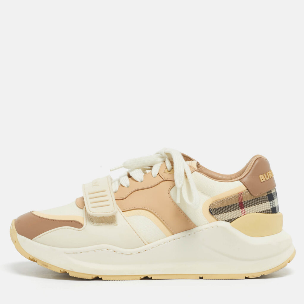 Burberry Multicolor Canvas and Leather Ramsey Sneakers Size 38 Burberry Multicolor Canvas and Leather Ramsey Sneakers Size 38