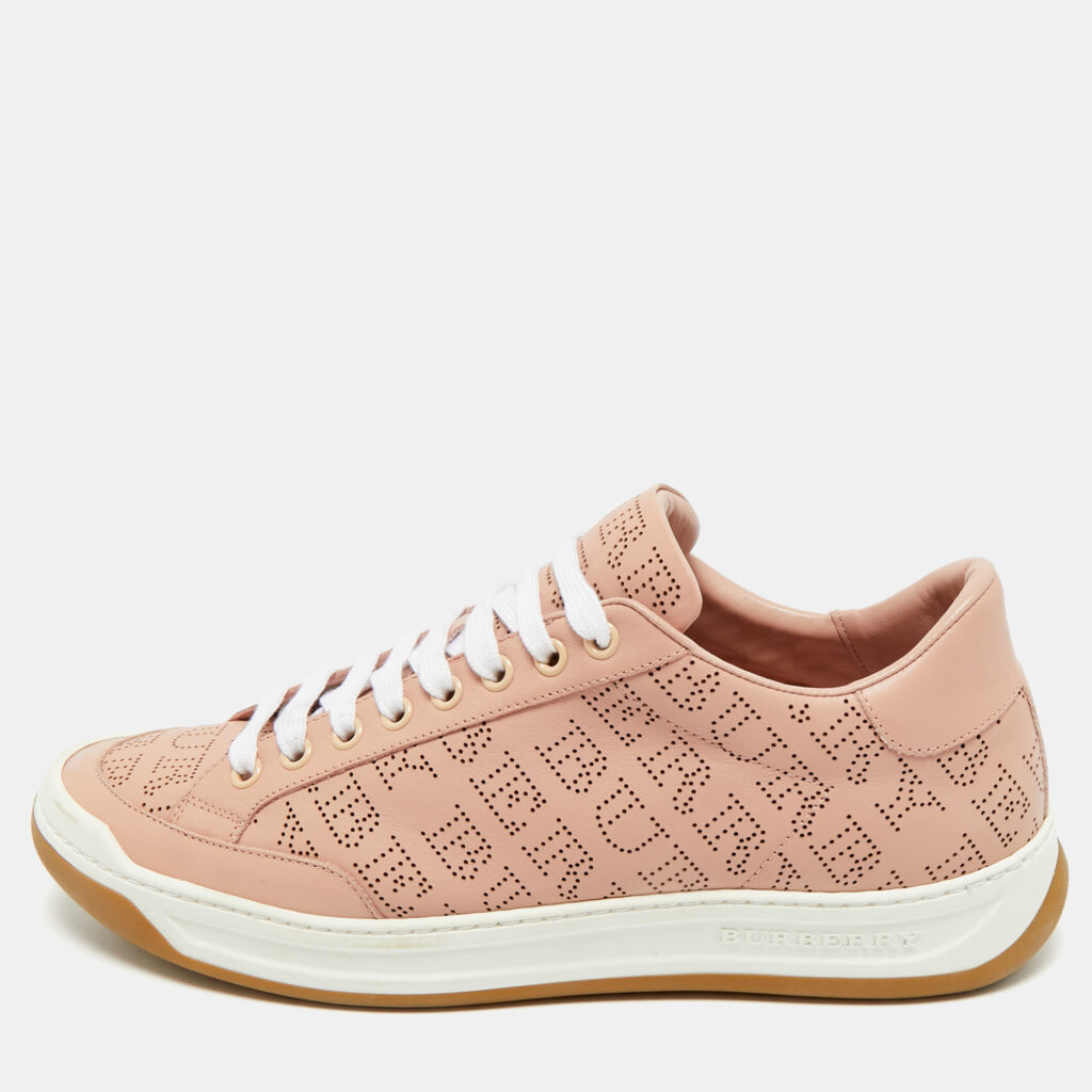 Burberry Pink Perforated Leather Timsbury Sneakers Size 41 Burberry Pink Perforated Leather Timsbury Sneakers Size 41