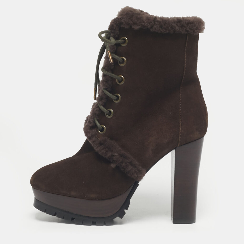 luxury-women-burberry-used-shoes-p1218735-010-1.jpg Burberry Brown Shearling and Suede Ankle Length Boots Size 36