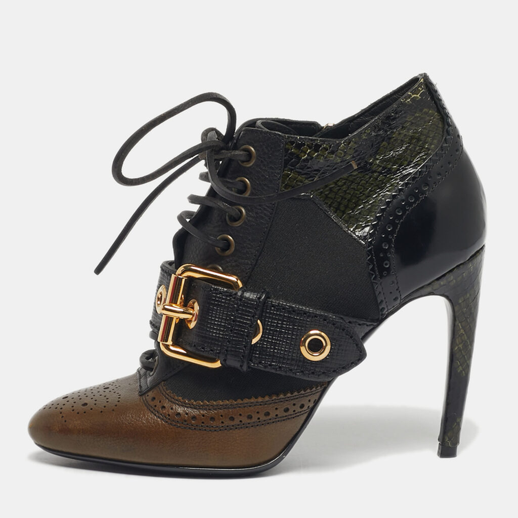 luxury-women-burberry-used-shoes-p1222266-001-1.jpg Burberry Multicolor Snakeskin and Leather Westmarsh Ankle Boots Size 36