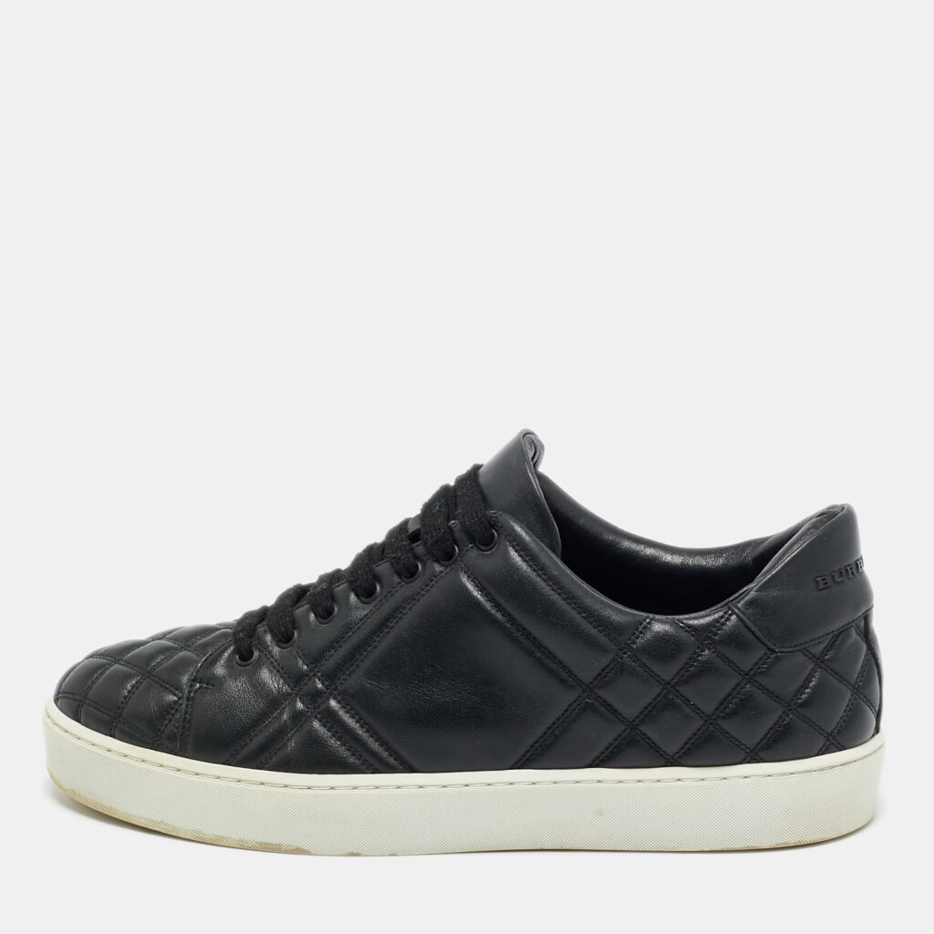 luxury-women-burberry-used-shoes-p1225032-001.jpg Burberry Black Quilted Leather Westford Lace-Up Sneakers Size 38