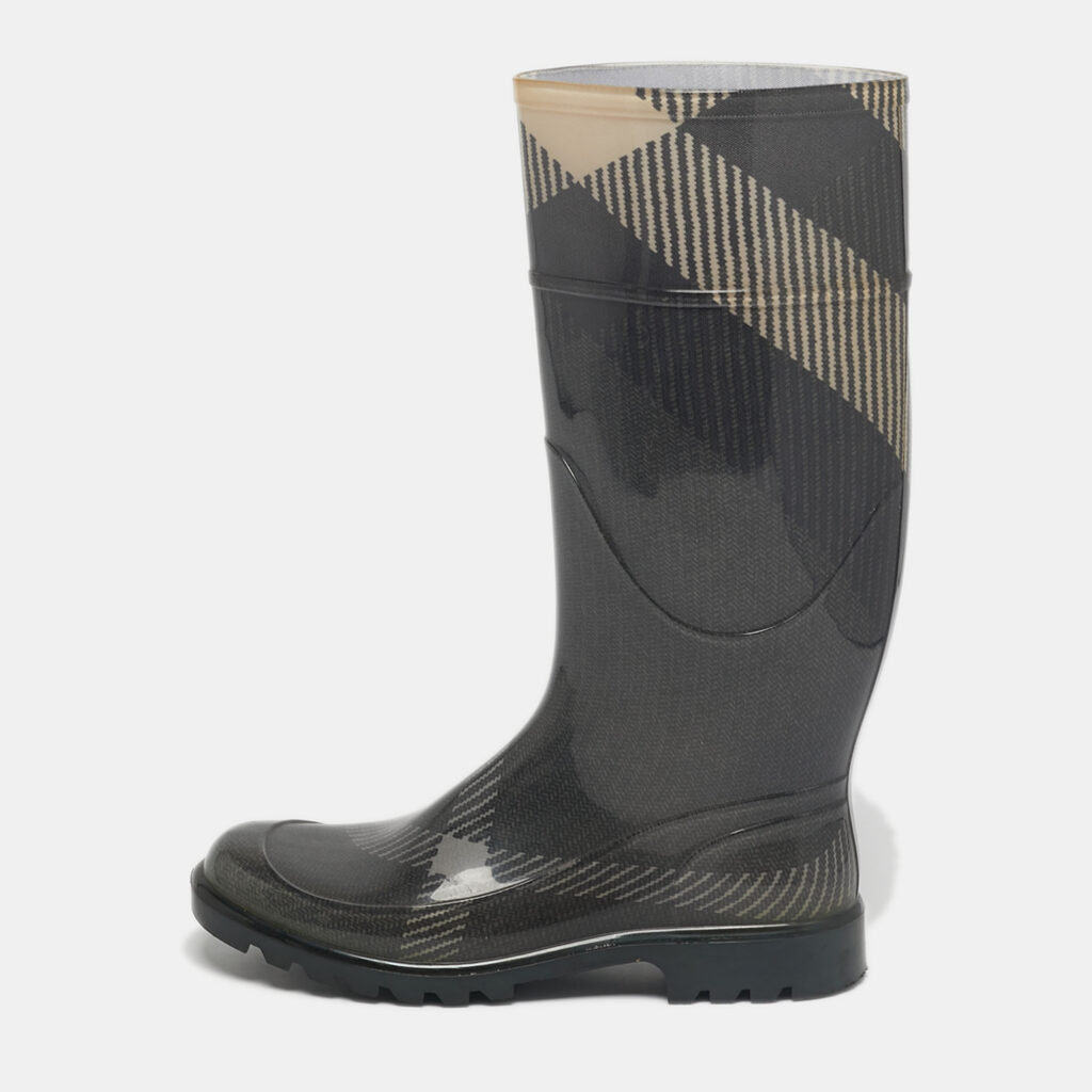 Burberry Green/Beige Rubber House Check Rain Boots Size 38 Burberry Green/Beige Rubber House Check Rain Boots Size 38