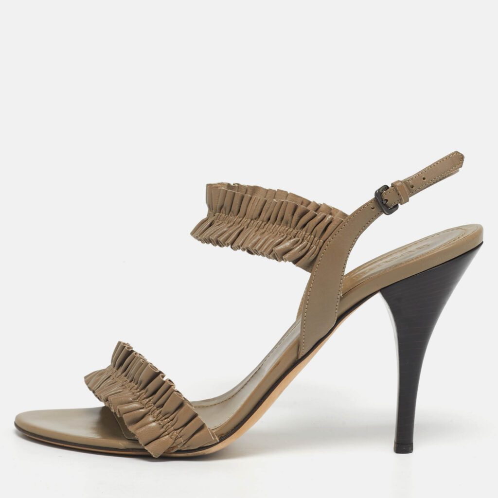 Burberry Size 41 Brown Leather Ankle Strap Sandals