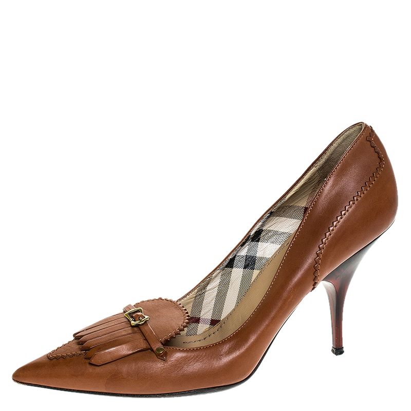 Burberry Tan Leather Fringe Pointed Toe Pumps Size 36 Burberry Tan Leather Fringe Pointed Toe Pumps Size 36