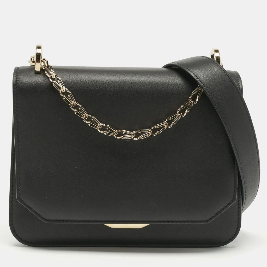 Bvlgari Black Leather Serpenti Hypnotic Shoulder Bag