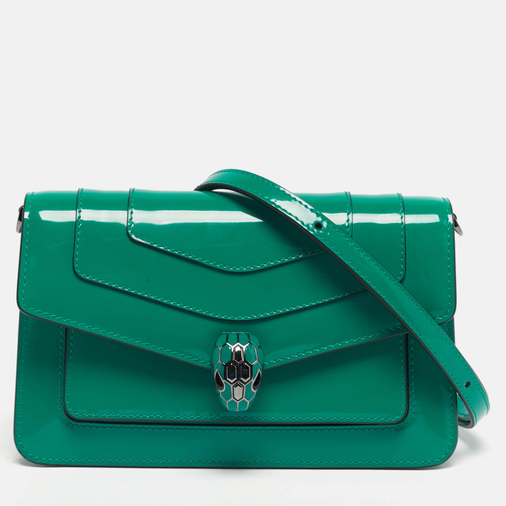 Bvlgari Green Patent Leather Serpenti Forever East West Shoulder Bag Bvlgari Green Patent Leather Serpenti Forever East West Shoulder Bag