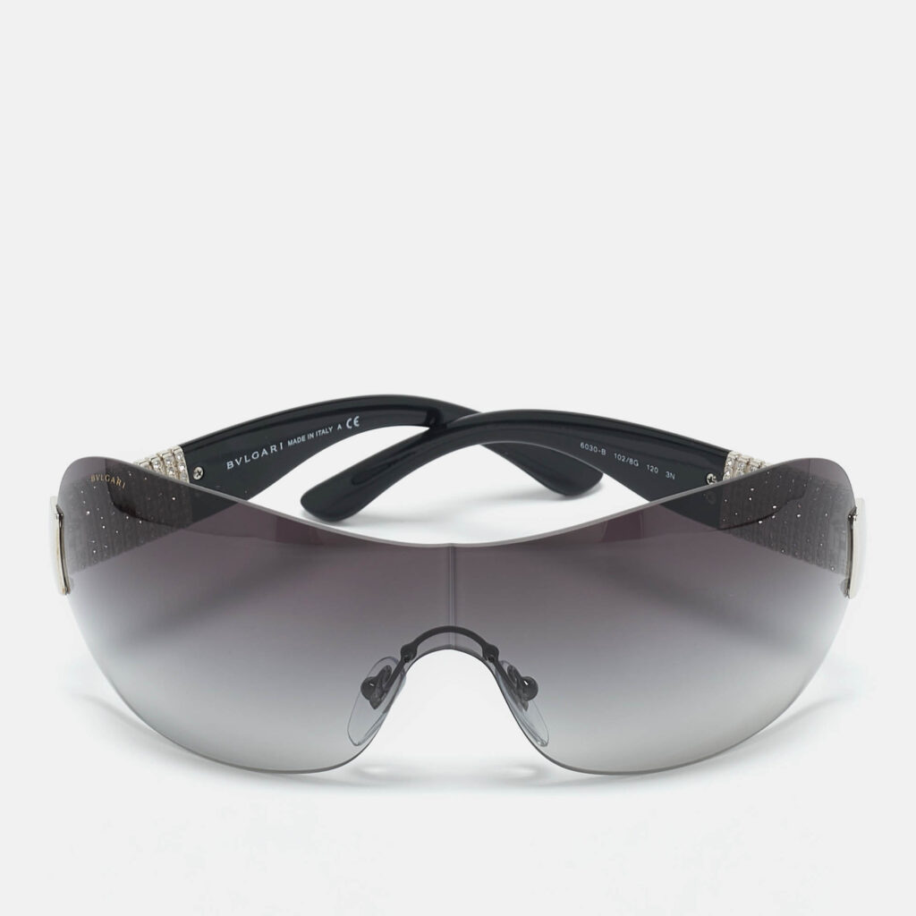 Bvlgari Black Gradient 6030-B Crystals Shield Sunglasses