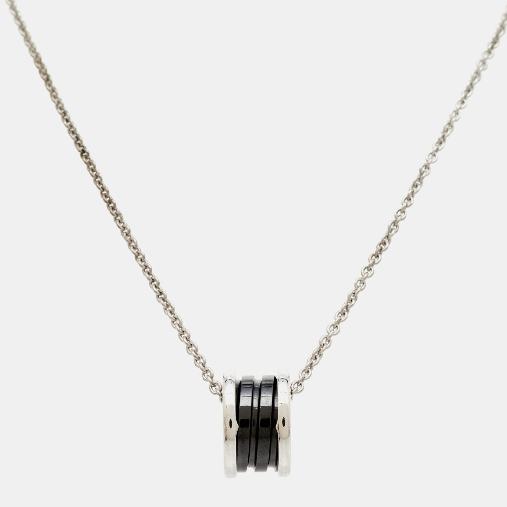 luxury-women-bvlgari-used-accessories-p1216395-007.jpg Bvlgari B. Zero1 Save the Children Ceramic Sterling Silver Pendant Necklace