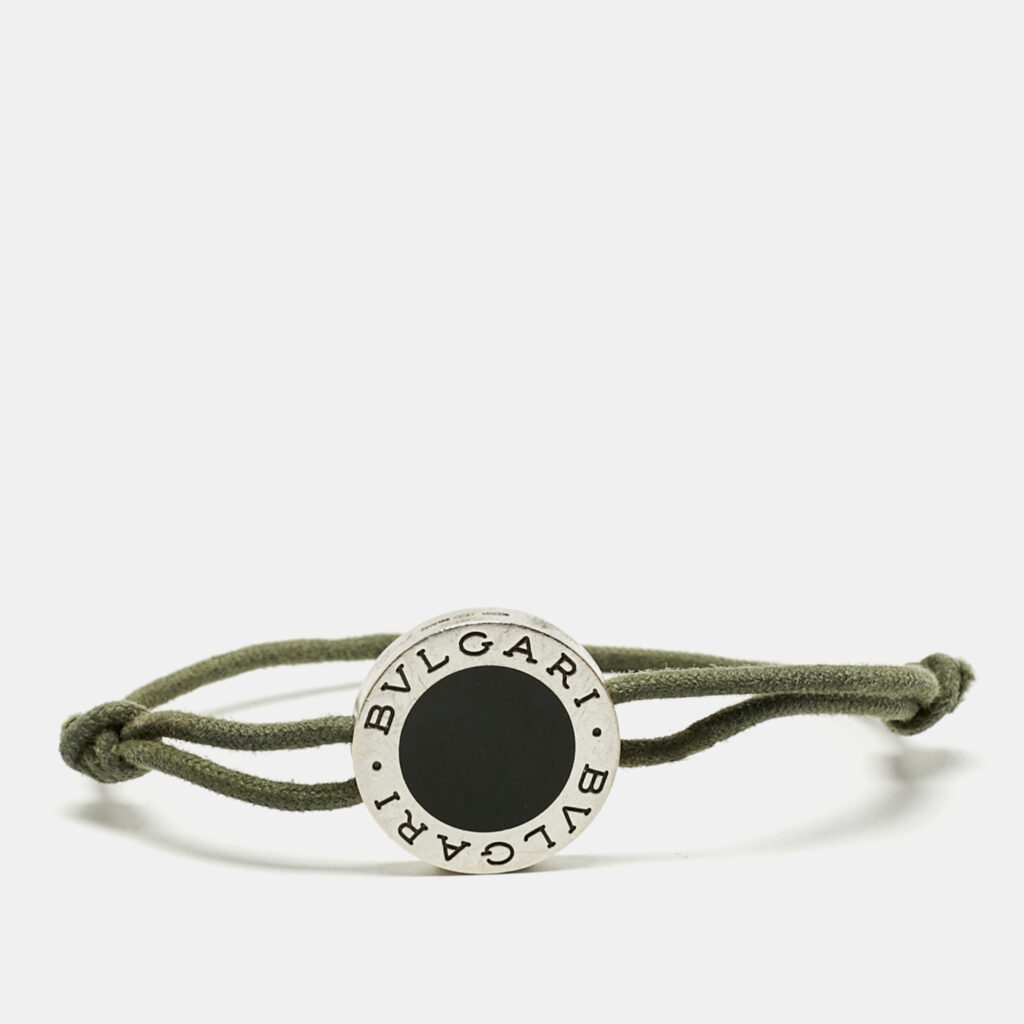 Bvlgari Green Enamel Sterling Silver Adjustable Cord Bracelet Bvlgari Green Enamel Sterling Silver Adjustable Cord Bracelet
