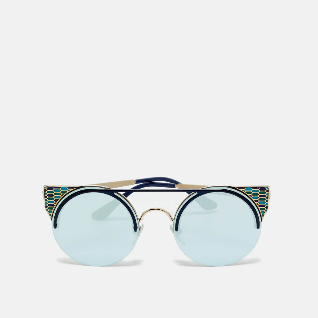 Bvlgari Blue/Gold Tone Mirrored 6088 Serpenti Frame Round Sunglasses Bvlgari Blue/Gold Tone Mirrored 6088 Serpenti Frame Round Sunglasses