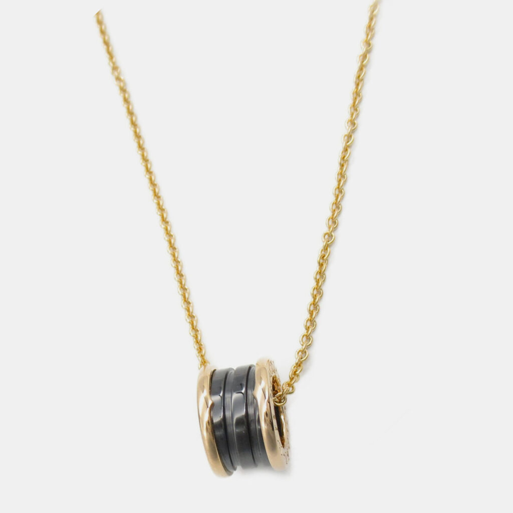 Bvlgari B.zero1 Black Ceramic 18K Rose Gold Pendant Necklace