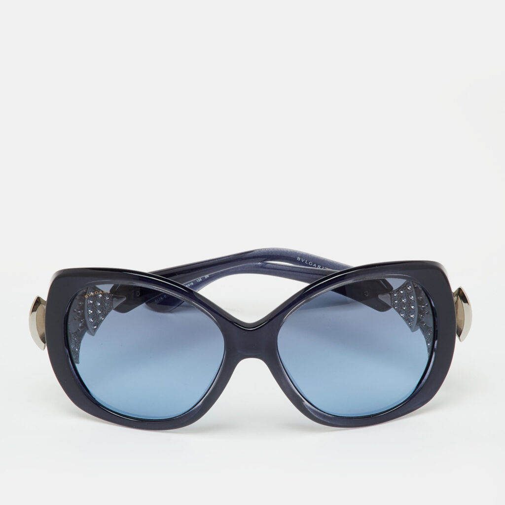 Bvlgari Navy Blue Gradient 8126-B Crystal Oversized Sunglasses Bvlgari Navy Blue Gradient 8126-B Crystal Oversized Sunglasses