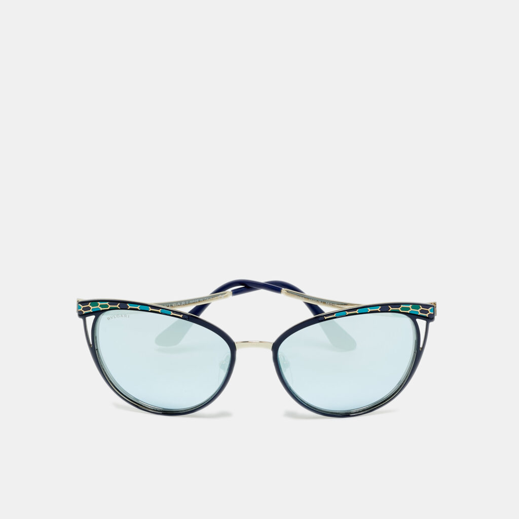 Bvlgari Blue Mirrored 6083 Serpenti Cat Eye Sunglasses Bvlgari Blue Mirrored 6083 Serpenti Cat Eye Sunglasses