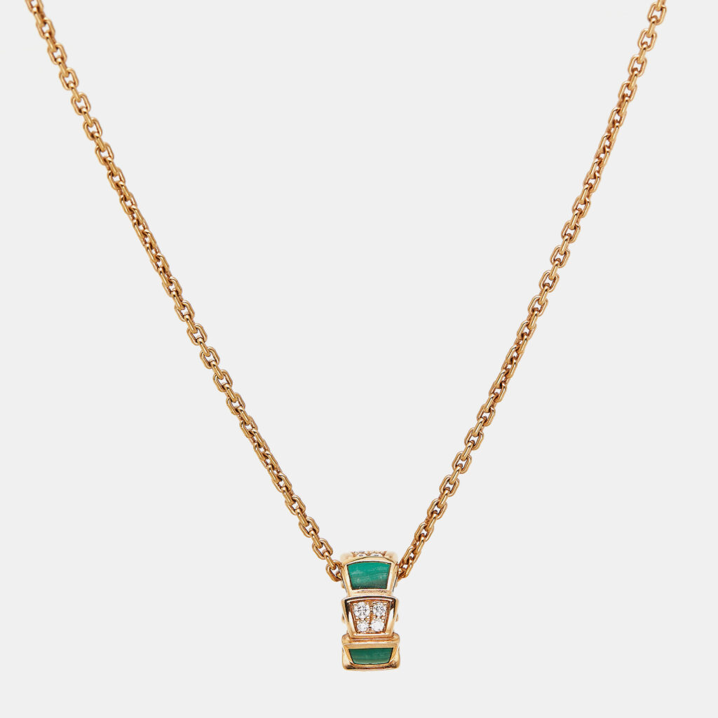 Bvlgari Viper Malachite Diamonds 18k Rose Gold Necklace Bvlgari Viper Malachite Diamonds 18k Rose Gold Necklace