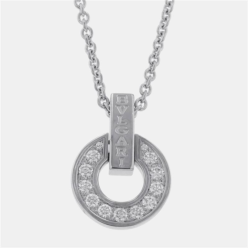 Bvlgari 18K White Gold Bvlgari Bvlgari Diamond Openwork Necklace Bvlgari 18K White Gold Bvlgari Bvlgari Diamond Openwork Necklace