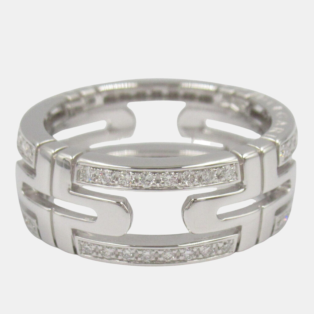 Bvlgari Parentesi Small 18K White Gold Diamond Ring EU54 Bvlgari Parentesi Small 18K White Gold Diamond Ring EU54
