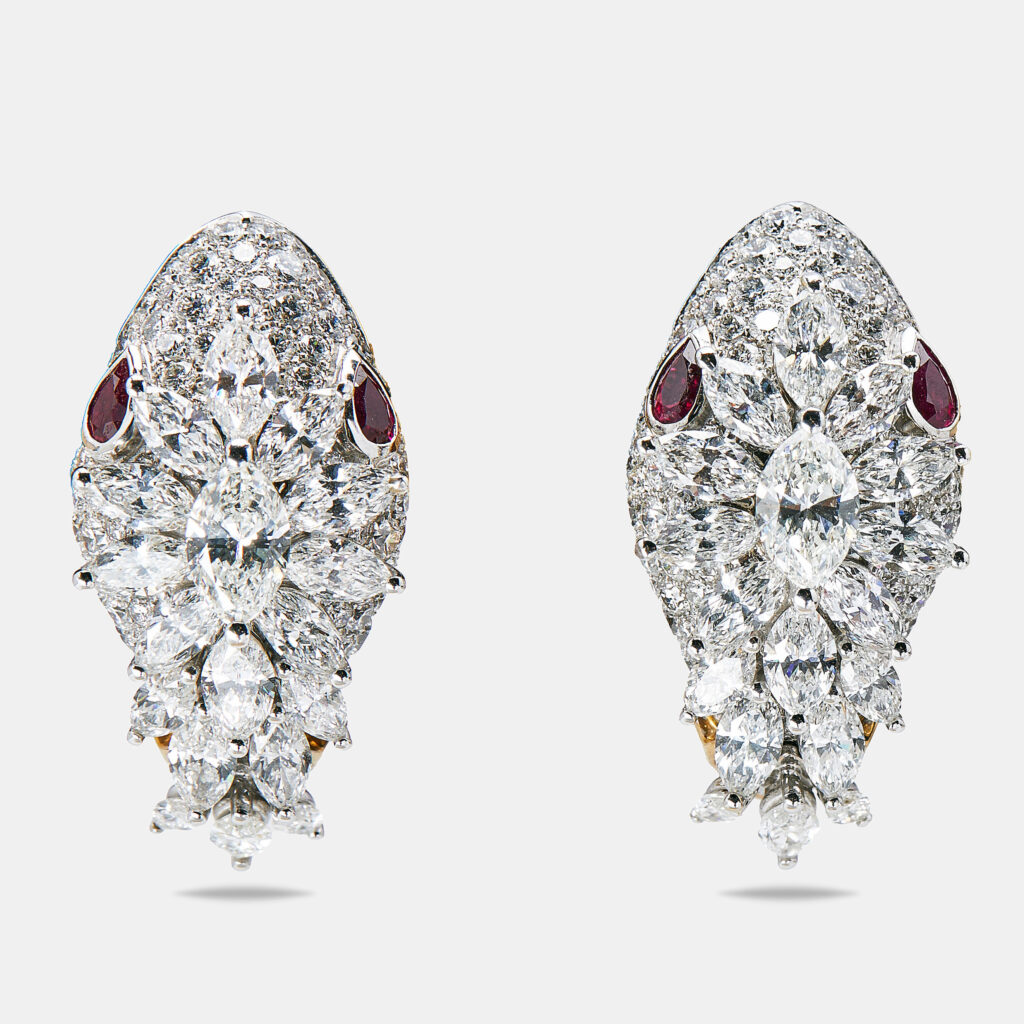 Bvlgari Serpenti Diamonds Rubies 18k Two Tone Gold Earrings Bvlgari Serpenti Diamonds Rubies 18k Two Tone Gold Earrings