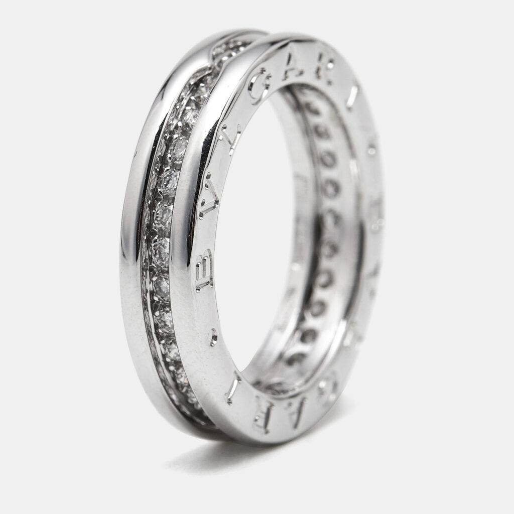 Bvlgari B.Zero1 Diamonds 18k White Gold 1-Band Ring Size 50 Bvlgari B.Zero1 Diamonds 18k White Gold 1-Band Ring Size 50