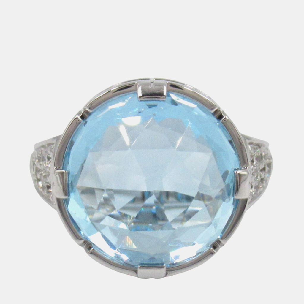 Bvlgari Topaz & Diamond Parentesi 18K White Gold Cocktail Ring EU 49 Bvlgari Topaz & Diamond Parentesi 18K White Gold Cocktail Ring EU 49