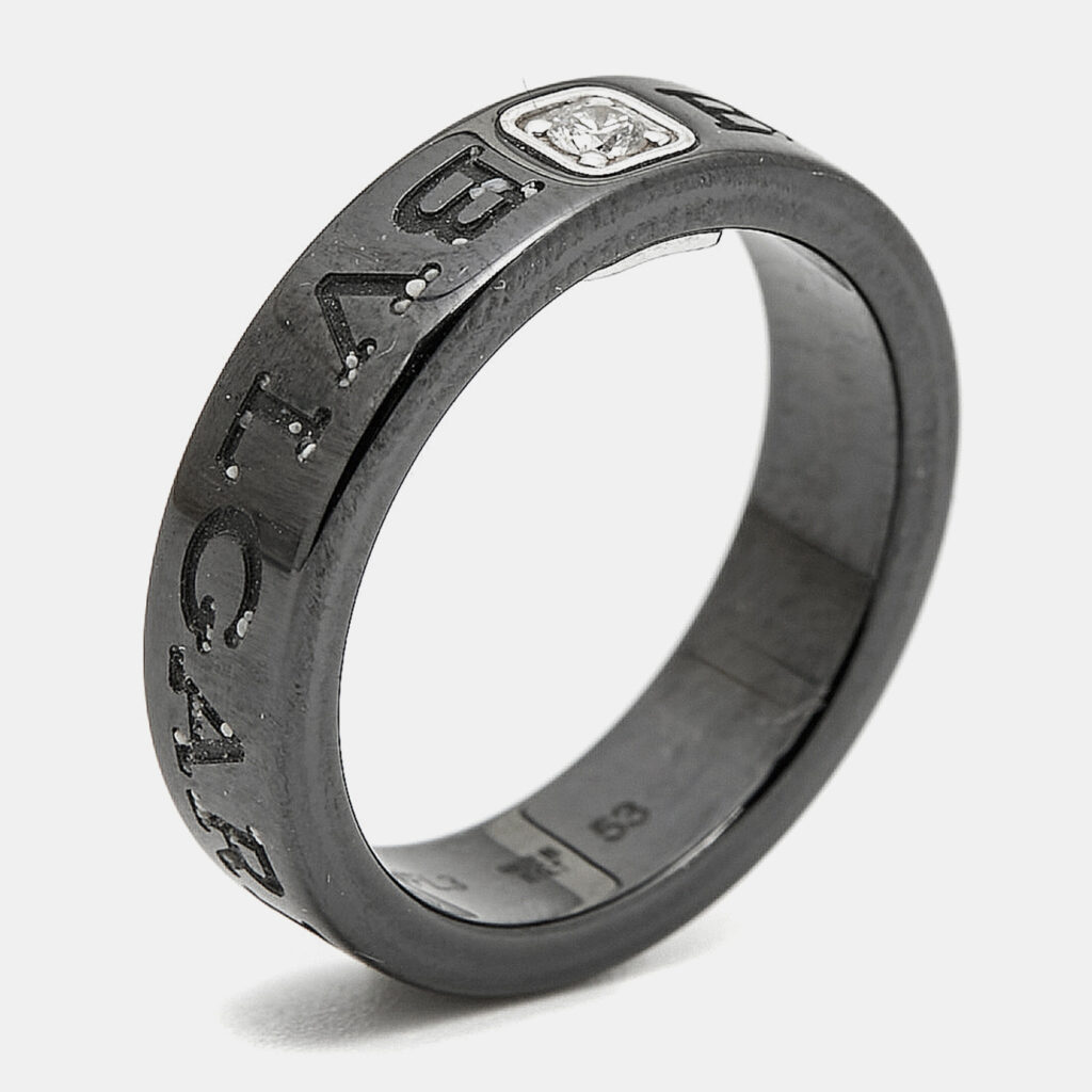 Bvlgari Bvlgari Ceramic Diamond 18k White Gold Ring Size 53 Bvlgari Bvlgari Ceramic Diamond 18k White Gold Ring Size 53