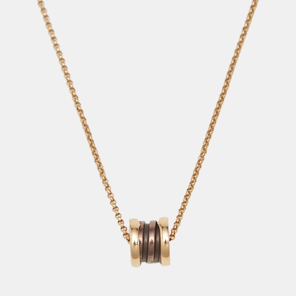 Bvlgari B.Zero1 Mini Fancy Cermet 18K Rose Gold Pendant Necklace Bvlgari B.Zero1 Mini Fancy Cermet 18K Rose Gold Pendant Necklace