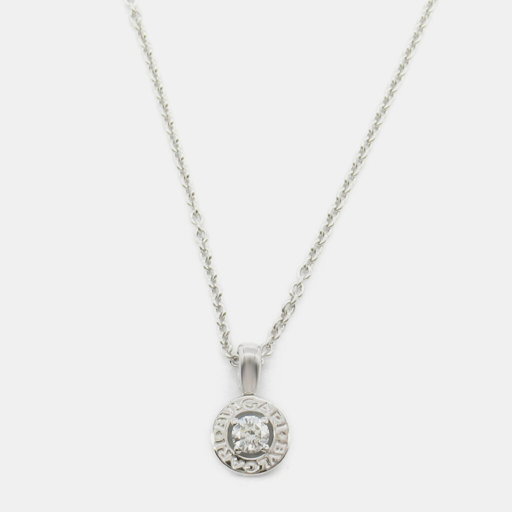 Bvlgari Bvlgari 18K White Gold and Diamond Pendant Necklace Bvlgari Bvlgari 18K White Gold and Diamond Pendant Necklace