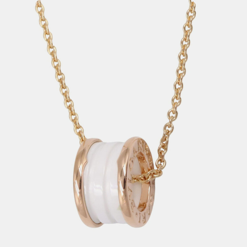 Bvlgari B.zero1 18K Rose Gold and White Ceramic Pendant Necklace Bvlgari B.zero1 18K Rose Gold and White Ceramic Pendant Necklace