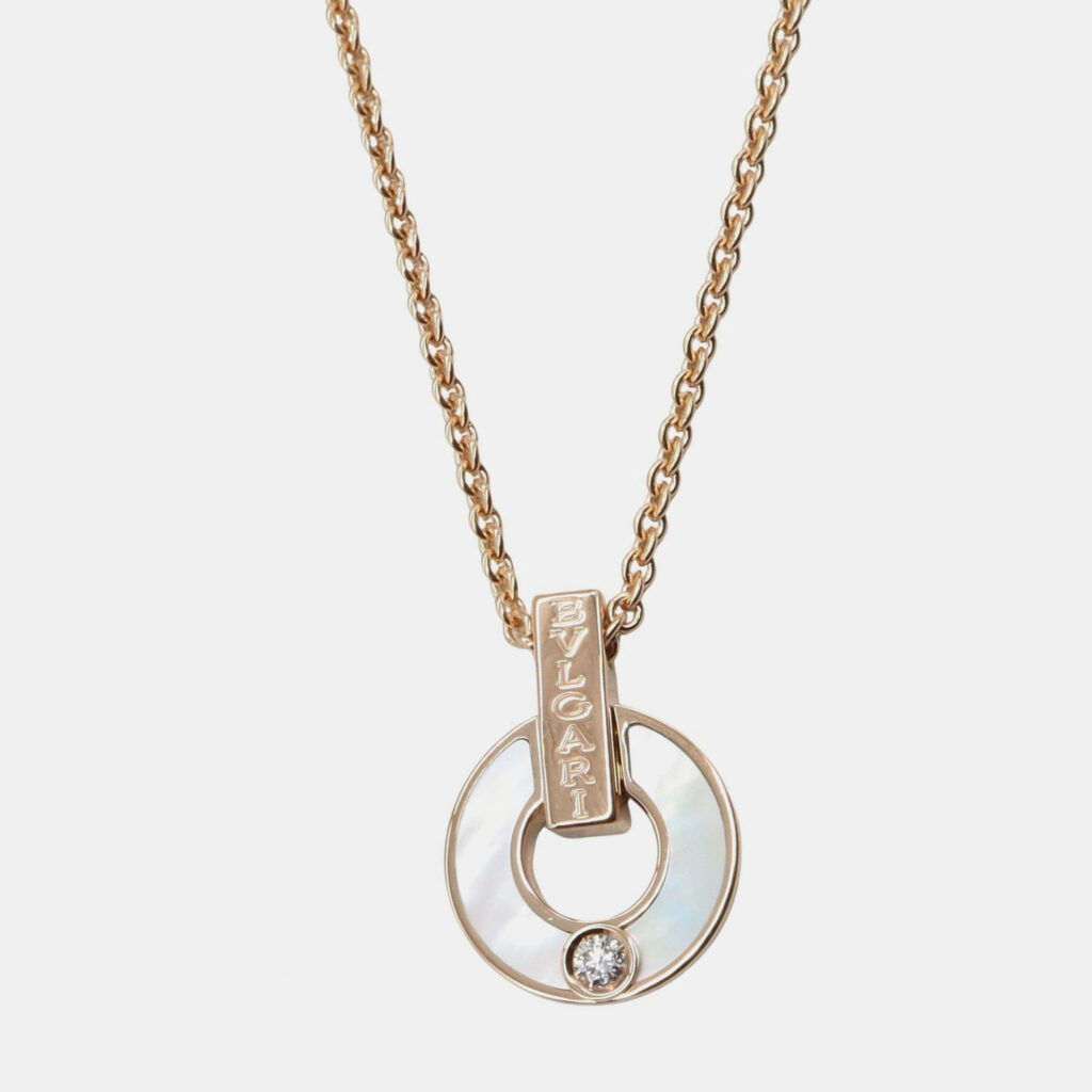 Bvlgari Diamond and Mother of Pearl 18K Rose Gold Pendant Necklace Bvlgari Diamond and Mother of Pearl 18K Rose Gold Pendant Necklace