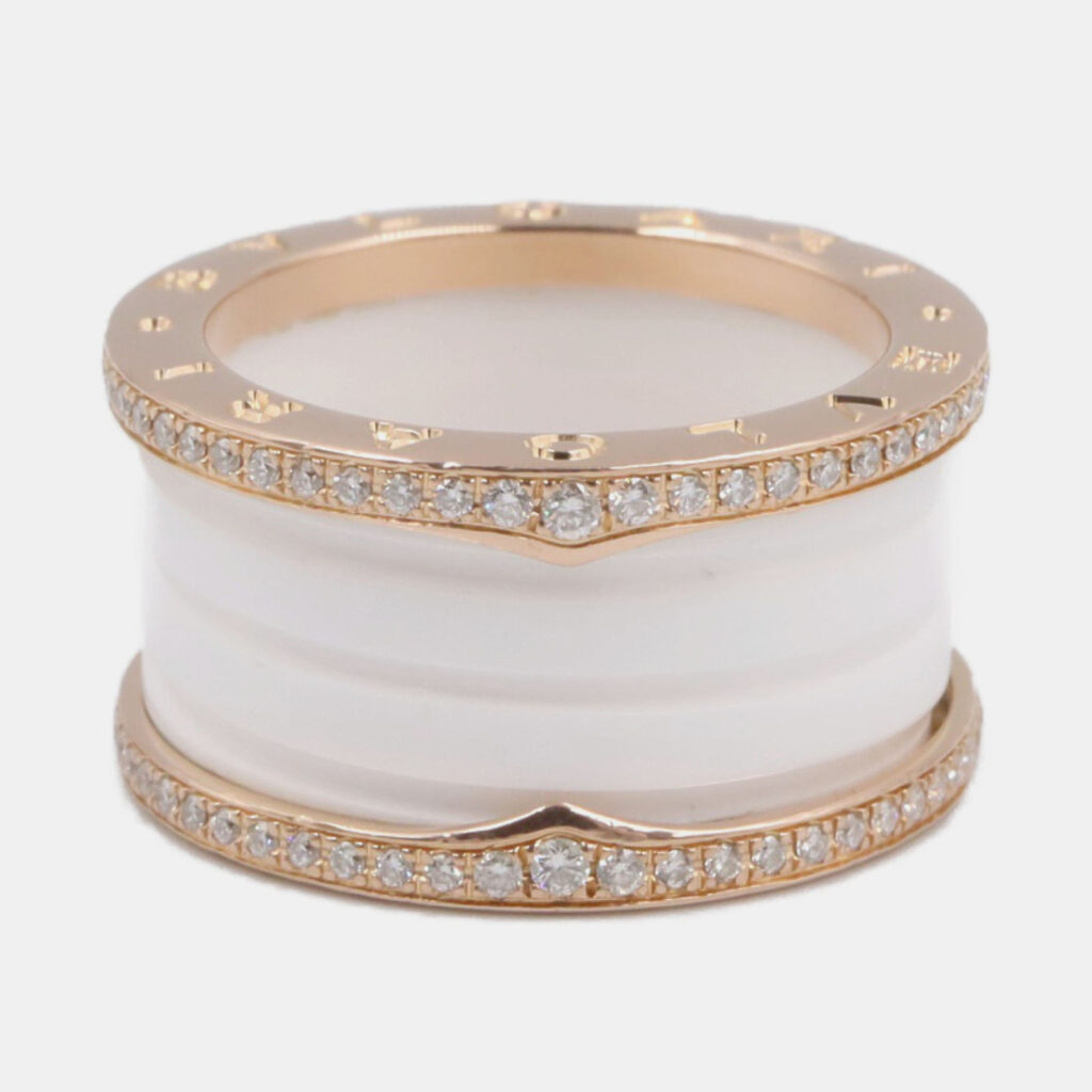 Bvlgari B.zero1 Diamond 18K Rose Gold and Ceramic Ring EU 56 Bvlgari B.zero1 Diamond 18K Rose Gold and Ceramic Ring EU 56
