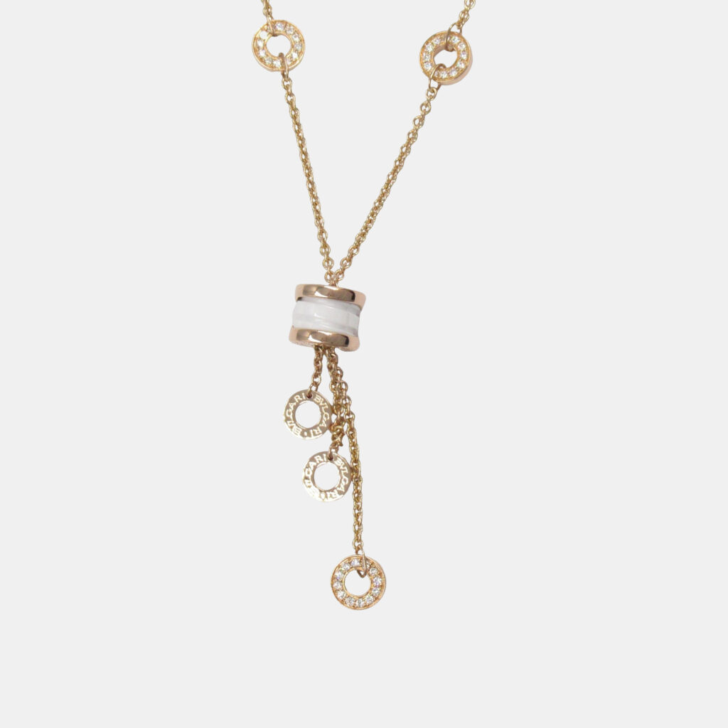 Bvlgari B.zero1 Diamond 18K Rose Gold and Ceramic Pendant Necklace Bvlgari B.zero1 Diamond 18K Rose Gold and Ceramic Pendant Necklace
