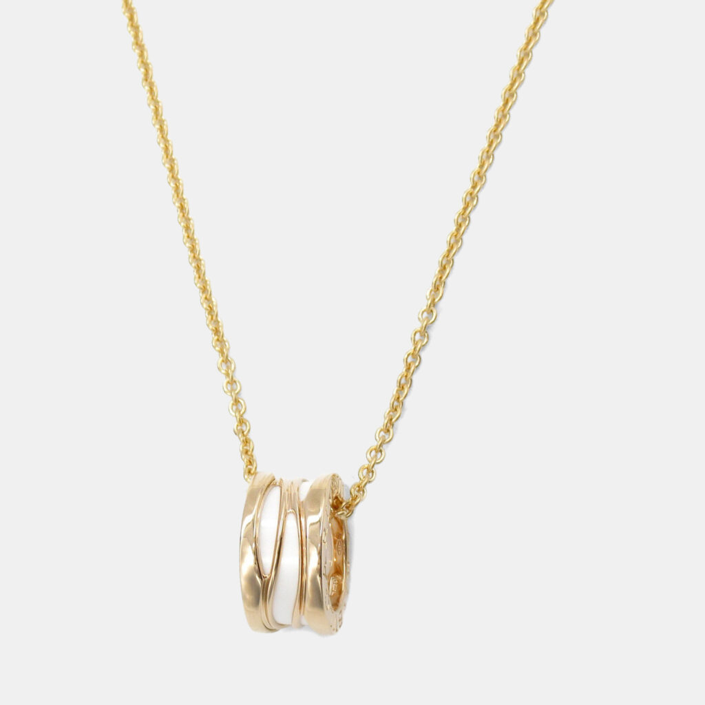 Bvlgari B.zero1 Design Legend 18K Rose Gold and White Ceramic Pendant Necklace Bvlgari B.zero1 Design Legend 18K Rose Gold and White Ceramic Pendant Necklace