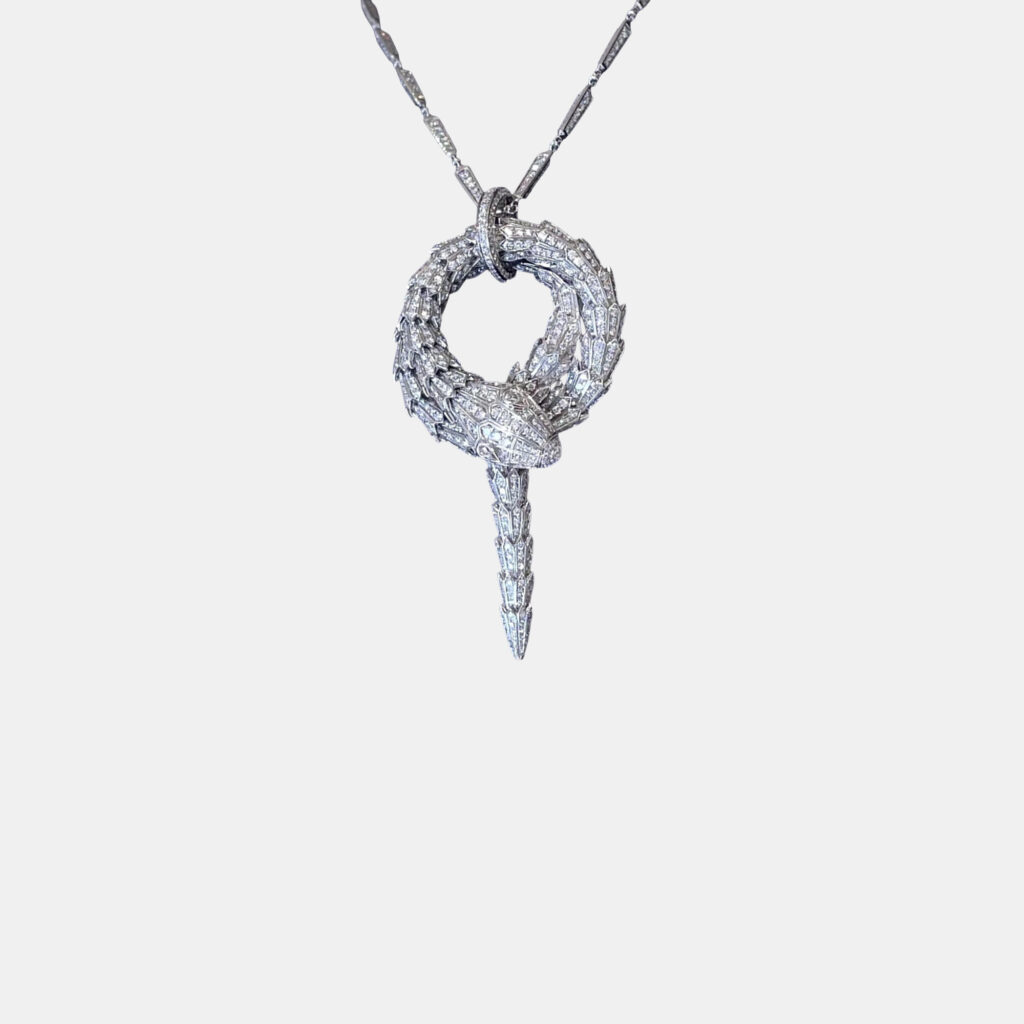Bulgari Serpenti Double Coil Necklace White Gold Full Diamond