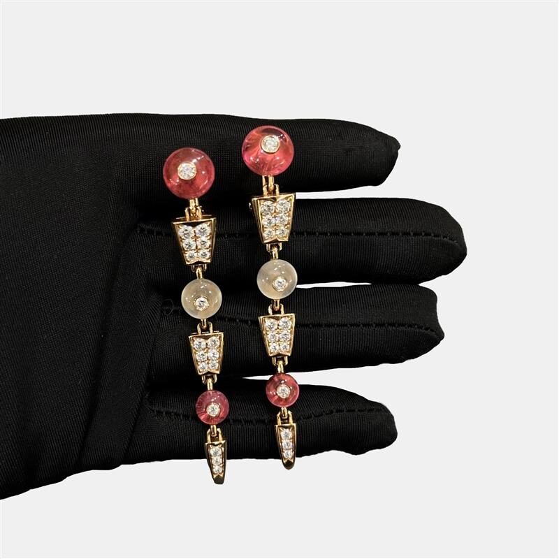 Bulgari Serpenti Viper Earrings Rose Gold Tourmaline Moonstone Diamond Bulgari Serpenti Viper Earrings Rose Gold Tourmaline Moonstone Diamond