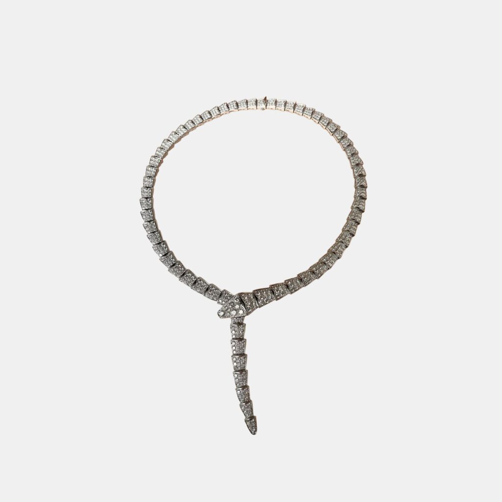 Bulgari Serpenti Viper Necklace White Gold Full Diamond Wide Model Bulgari Serpenti Viper Necklace White Gold Full Diamond Wide Model