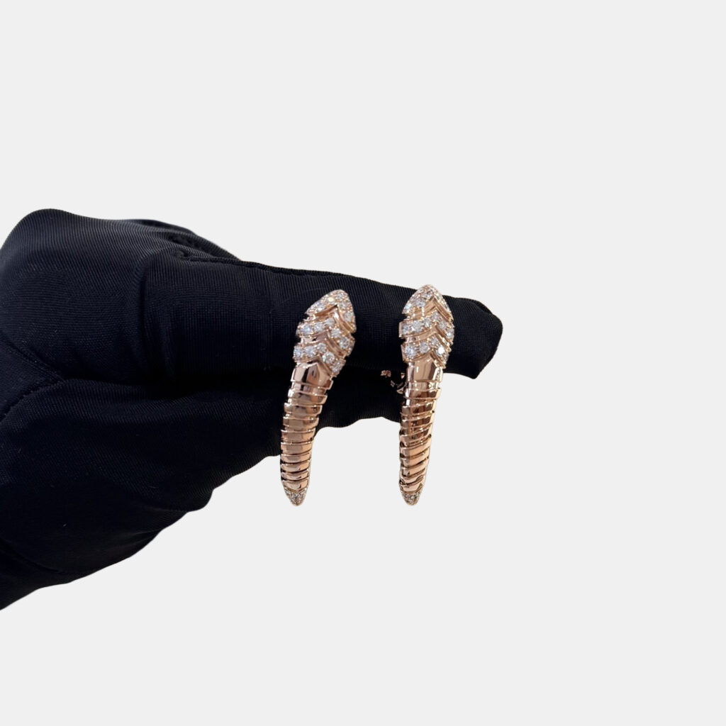Bulgari Serpenti Bone Earrings Rose Gold Diamond Bulgari Serpenti Bone Earrings Rose Gold Diamond