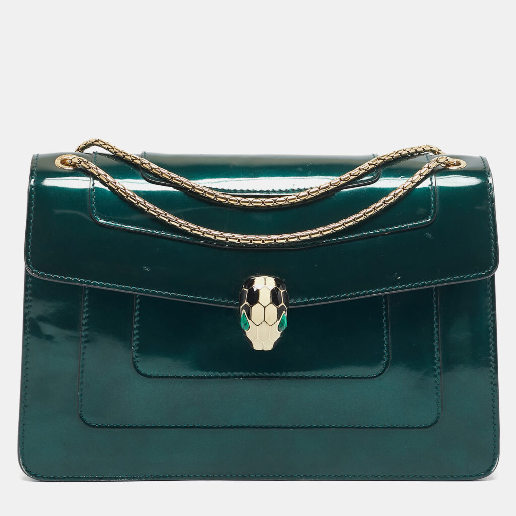 Bvlgari Green Patent Leather Medium Serpenti Forever Shoulder Bag Bvlgari Green Patent Leather Medium Serpenti Forever Shoulder Bag